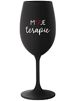 MOJE TERAPIE - černá sklenice na víno 350 ml