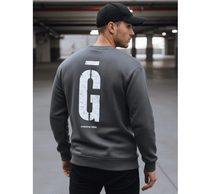 Pánská grafitová mikina s potiskem FashionStreet BX5921