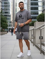 Pánská letní tepláková souprava s potiskem šedá FashionStreet AX0819