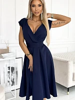 348-6 SCARLETT - rozšířené šaty s obálkovým výstřihem - ZELENÉ