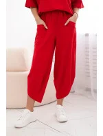 Bavlněný komplet halenka + kalhoty červený Bavlněný komplet halenka + kalhoty červený