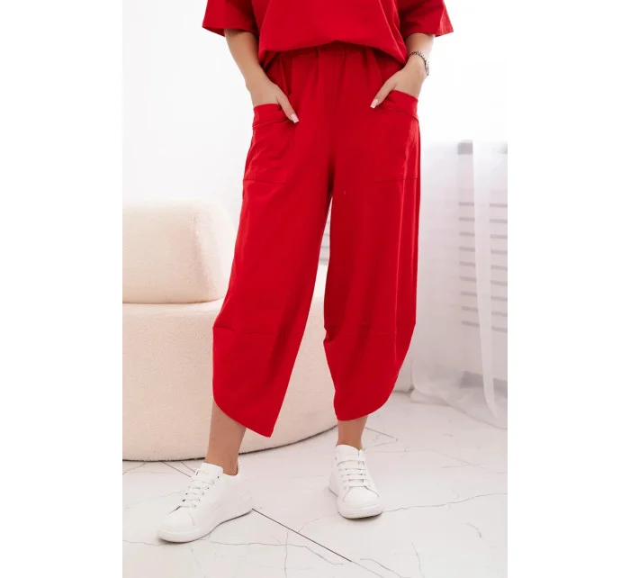 Bavlněný komplet halenka + kalhoty červený Bavlněný komplet halenka + kalhoty červený