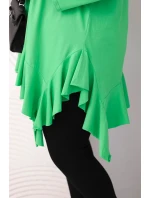 Dámská blůza Plus Size s bavlnou, volánem a ohrnutým rukávem světle zelená