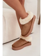 Kožené semišové zimní boty dámské s kožešinou camel model 21709726 - Boto Kožené semišové zimní boty dámské s kožešinou camel model 21709726 - Boto