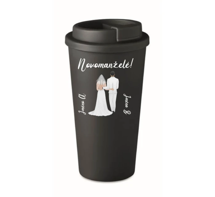 Personalizovaný cestovní termohrnek s novomanželským párem Personalizovaný cestovní termohrnek s novomanželským párem