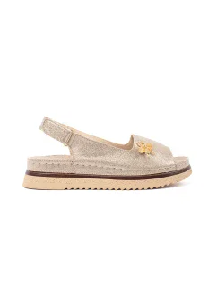 Exkluzívní zlaté dámské  sandály platforma