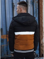 Kurtka zimowa męska pikowana z kapturem czarna FashionStreet TX4867 Kurtka zimowa męska pikowana z kapturem czarna FashionStreet TX4867