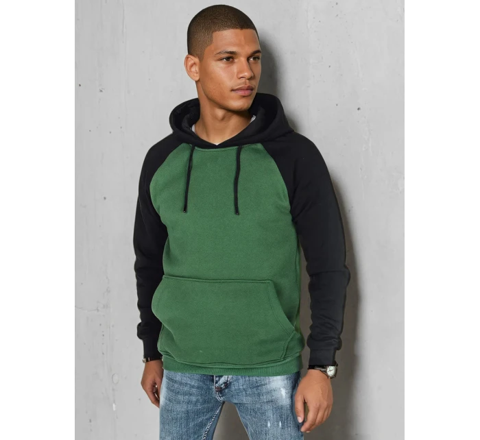 Pánská základní mikina s kapucí zelená FashionStreet BX5895 Pánská základní mikina s kapucí zelená FashionStreet BX5895