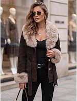 Dámská bunda s odnímatelnou kožešinou, hnědá, FashionStreet TY5851