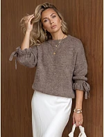 Dámský oversize svetr v barvě mokka FashionStreet MY2571 Dámský oversize svetr v barvě mokka FashionStreet MY2571