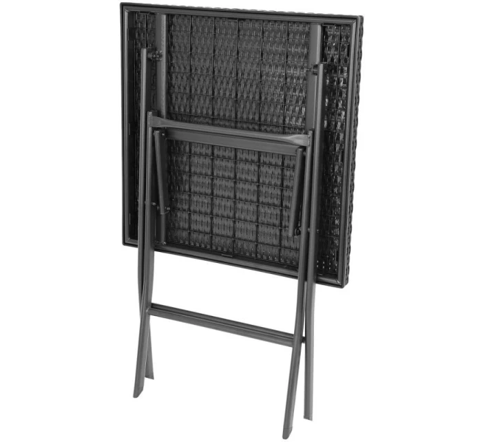 BALKONOVÝ NÁBYTEK SET STŮL 58X58X70CM A 2 ŽIDLE ČERNÁ