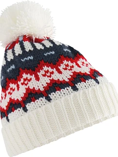 Beechfield B 528 Pletená čepice s bambulí "Retro Ski" 53.0528 white out