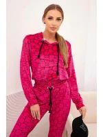 Dámská souprava z veluru s potiskem fuchsiová
