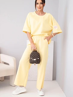 Dámský máslový komplet z viskózy mikina a široké kalhoty světle fialový