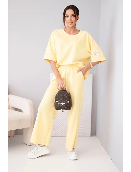 Dámský máslový komplet z viskózy mikina a široké kalhoty světle fialový