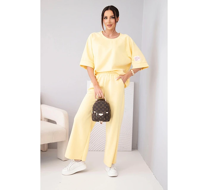 Dámský máslový komplet z viskózy mikina a široké kalhoty světle fialový