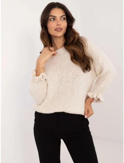 Sweter MI SW model 22541894 jasny beżowy - FPrice Sweter MI SW model 22541894 jasny beżowy - FPrice
