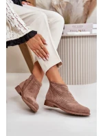 Dámské Kotníkové Boty Na Plochém Podpatku Ažurové Hnědé S.Barski Dámské Kotníkové Boty Na Plochém Podpatku Ažurové Hnědé S.Barski