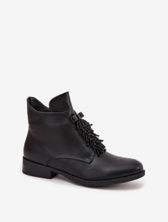 Dámské zateplené botky S.Barski – černé, na plochém podpatku