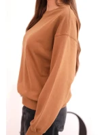Dámská mikina z  bavlněná basic s kulatým výstřihem camelová model 21494916 - K-Fashion