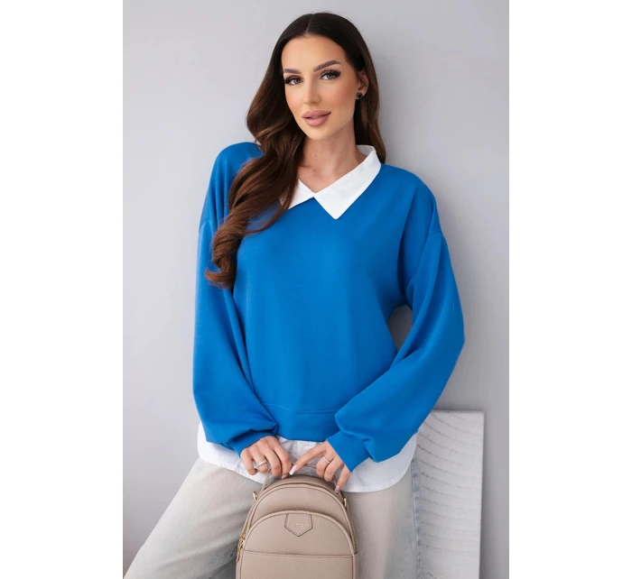 Dámská máslová mikina z viskózy s model 22014155 vsadkou chrpová - K-Fashion