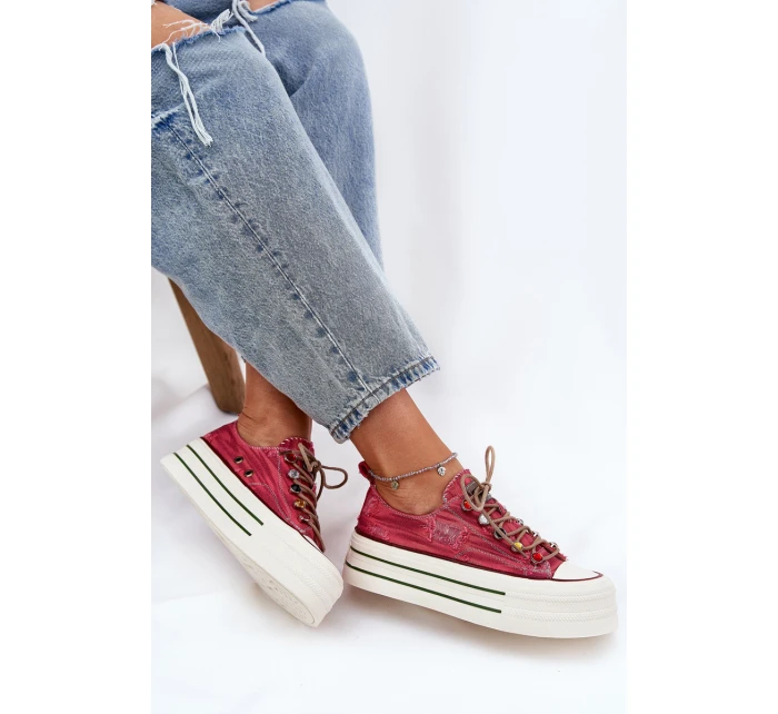 Dámské Tenisky Na Platformě Červené GOE RR2N4104