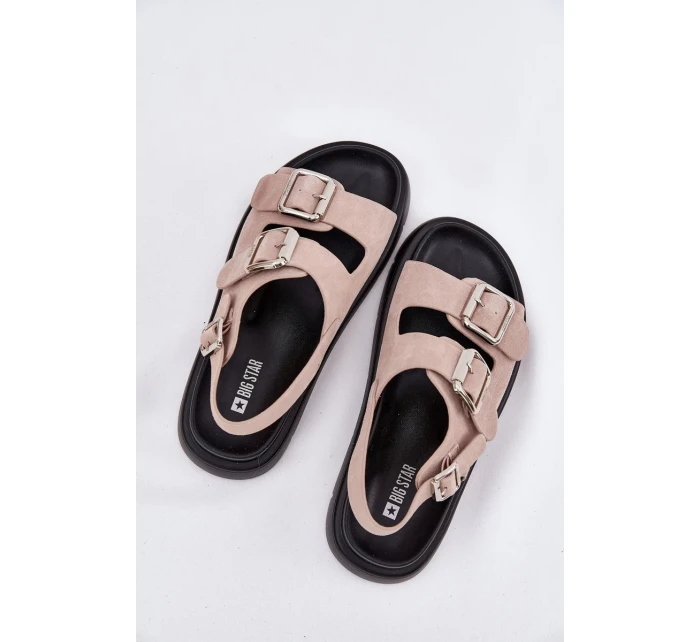 Dámské semišové sandály s přezkami Big Star – světle růžové Dámské semišové sandály s přezkami Big Star – světle růžové