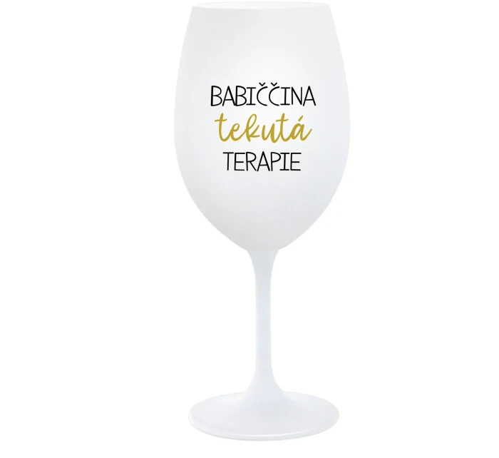 BABIČČINA TEKUTÁ TERAPIE - bílá sklenice na víno 350 ml BABIČČINA TEKUTÁ TERAPIE - bílá sklenice na víno 350 ml