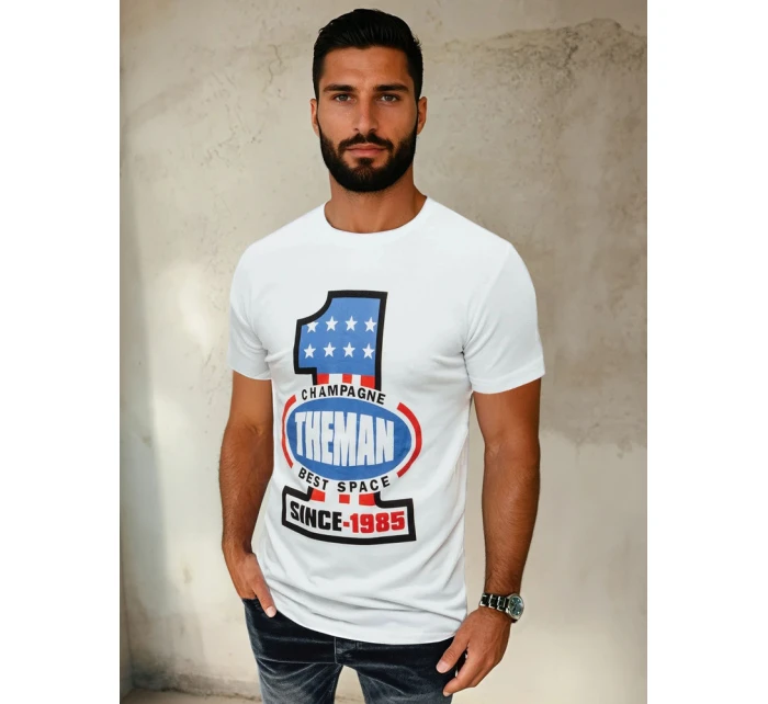 Pánské bílé tričko s potiskem FashionStreet RX4406