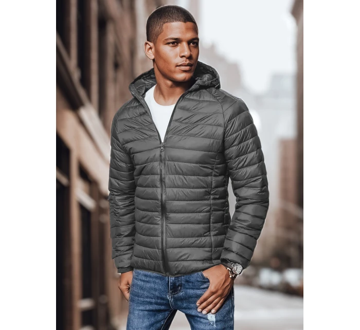 Pánská přechodná prošívaná tmavě šedá bunda FashionStreet TX4422