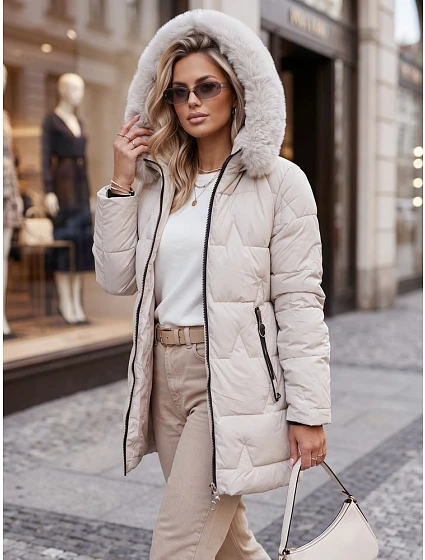 Kurtka damska zimowa pikowana z kapturem model 22540487 - FashionStreet Kurtka damska zimowa pikowana z kapturem model 22540487 - FashionStreet