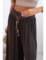 Dámské kalhoty z viskózy se širokými nohavicemi hnědý