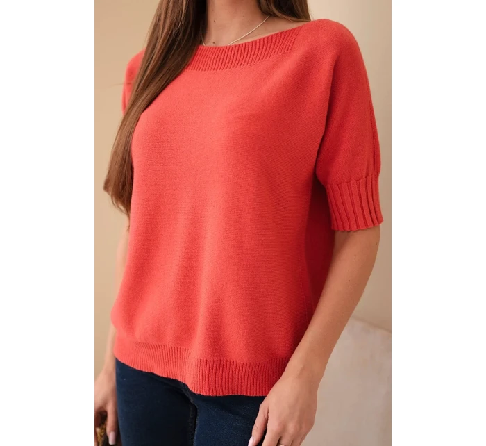 Svetr dámský z viskózy s krátkým rukávem malinový