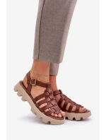 Kožené Dámské Sandály Zazoo model 21682166 Hnědé - Boto Kožené Dámské Sandály Zazoo model 21682166 Hnědé - Boto