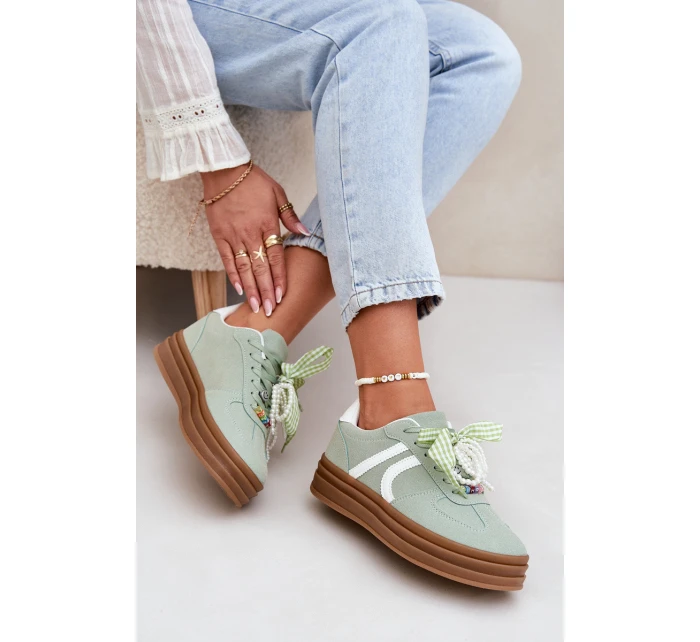 Dámské Tenisky Na Platformě S Ozdobami Zelené model 21688382 - Boto Dámské Tenisky Na Platformě S Ozdobami Zelené model 21688382 - Boto