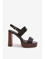 Dámské sandály na podpatku a platformě Eko kůže Černé model 21943430 - Boto