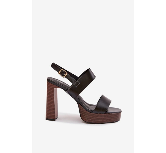 Dámské sandály na podpatku a platformě Eko kůže Černé model 21943430 - Boto