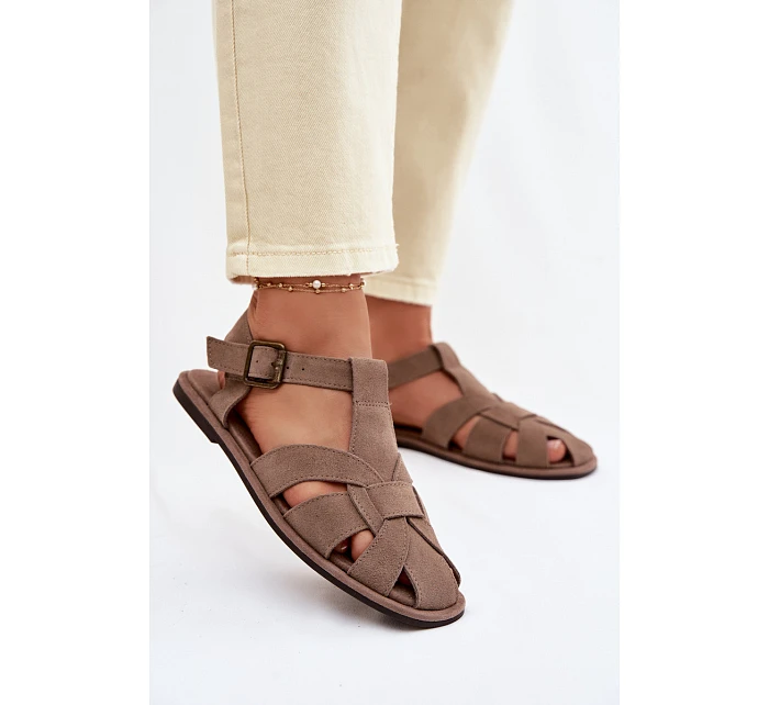 Dámské sandály Ploché z Semiše Big Star Béžové model 22064175 - Big Star Shoes Dámské sandály Ploché z Semiše Big Star Béžové model 22064175 - Big Star Shoes