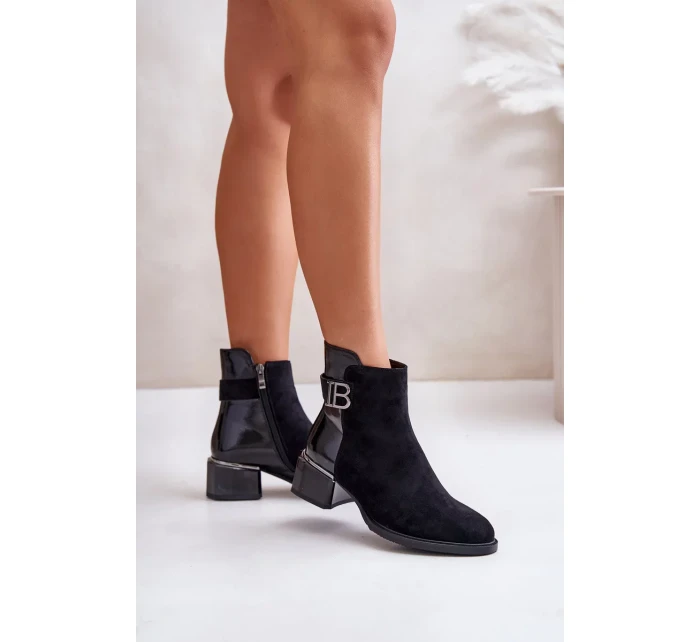 Elegantní kotníkové boty na podpatku zateplené černé Elegantní kotníkové boty na podpatku zateplené černé