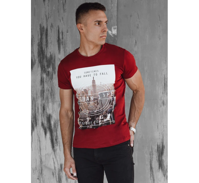 Pánské tričko bordó FashionStreet RX5558