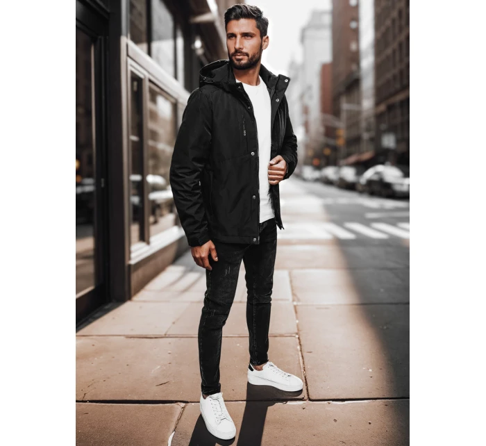 Pánská přechodná bunda s kapucí černá Dstreet TX4997