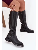 Kožené dámské kozačky na nízkém podpatku s D&A Černé model 21715489 - S.Barski Kožené dámské kozačky na nízkém podpatku s D&A Černé model 21715489 - S.Barski