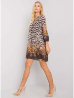 OCH BELLA Béžové šaty s leopardím potiskem