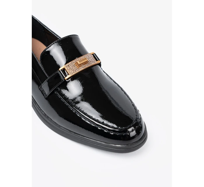 Módní dámské černé  mokasíny bez podpatku