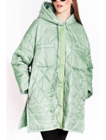 Dámská prošívaná oversize bunda v mátové barvě s kapucí model 17032490 - Ann Gissy