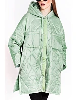 Dámská prošívaná oversize bunda v mátové barvě s kapucí model 20471209 - Ann Gissy Dámská prošívaná oversize bunda v mátové barvě s kapucí model 20471209 - Ann Gissy