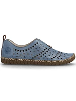 Dámská kožená prolamovaná modrá polobotka Rieker M2852-12 Dámská kožená prolamovaná modrá polobotka Rieker M2852-12