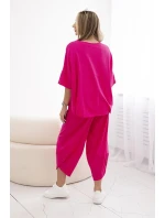 Bavlněný komplet halenka + kalhoty fuchsie Bavlněný komplet halenka + kalhoty fuchsie