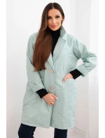 Dámská bunda Plus Size prošívaná s ozdobnými knoflíky a límcem tmavě mátová Dámská bunda Plus Size prošívaná s ozdobnými knoflíky a límcem tmavě mátová