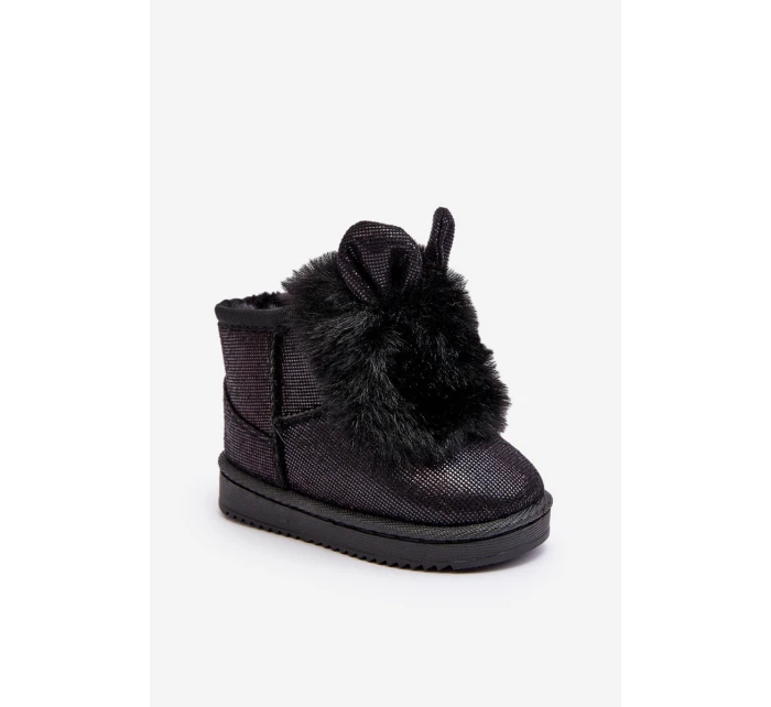 Dětské zimní botky s kožešinou a ušima Černé Betty Dětské zimní botky s kožešinou a ušima Černé Betty